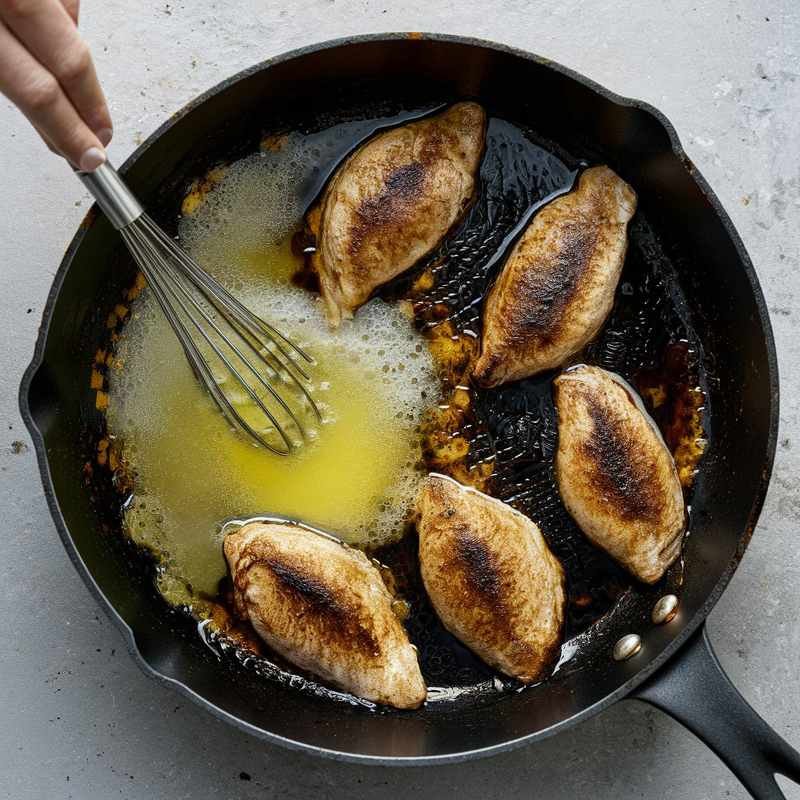 Dove breasts, now with melted butter and browned bits on the bottom