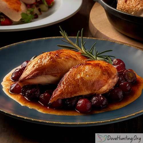 Baked Dove with Grapes and Rosemary