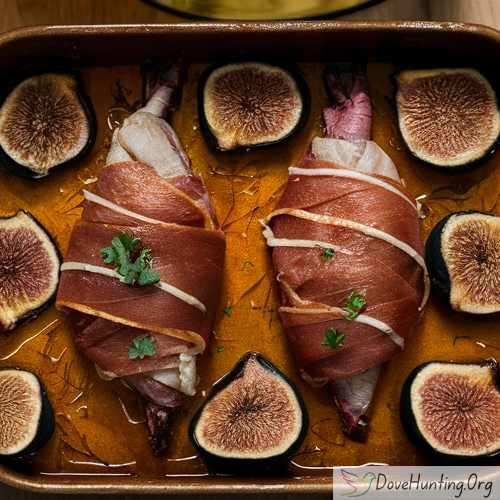 Prosciutto-Wrapped Baked Dove with Fig Glaze