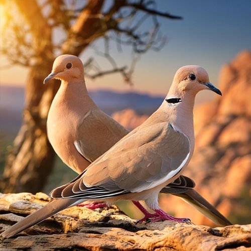 Image of Mourning Dove and Eurasian Collard Doves