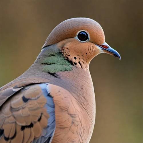 Close-up portrait of a Mourning Dove with a curious expression, highlighting the concept of migration patterns in doves