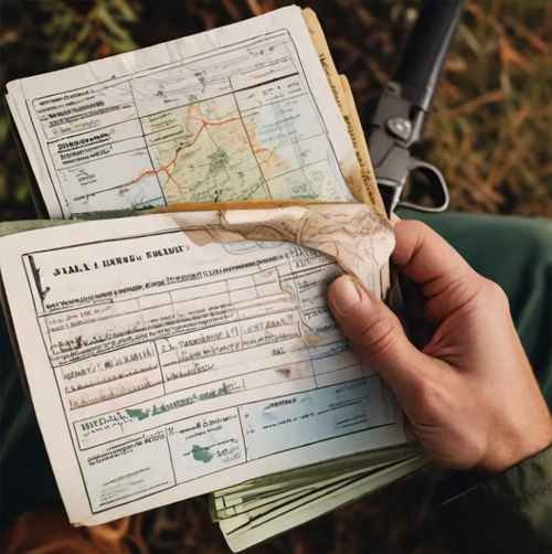 Hunter holding a hunting license with legal documents in Argentina
