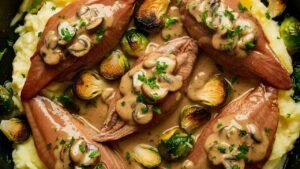 Dove Breasts in a Dreamy Mushroom Garlic Cream Sauce4